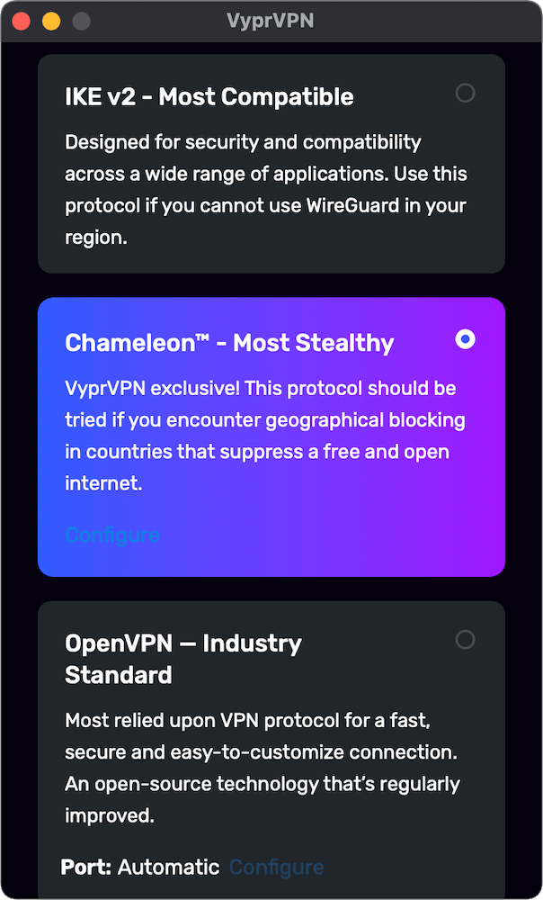vyprvpn protocols