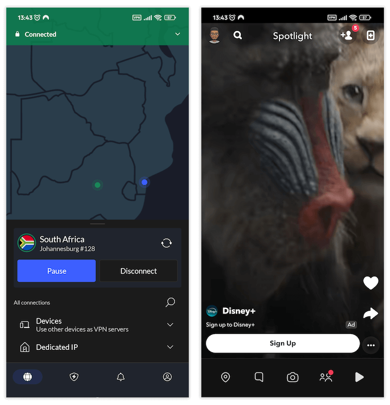 nordvpn unblock snapchat
