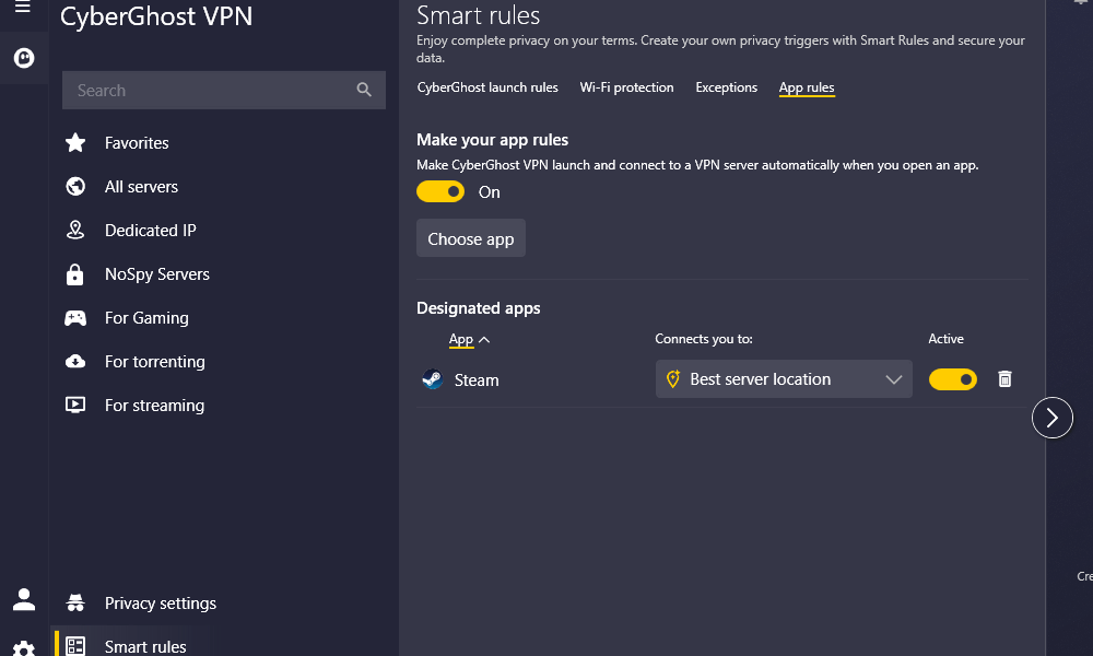 best gaming vpn cyberghost smart rules