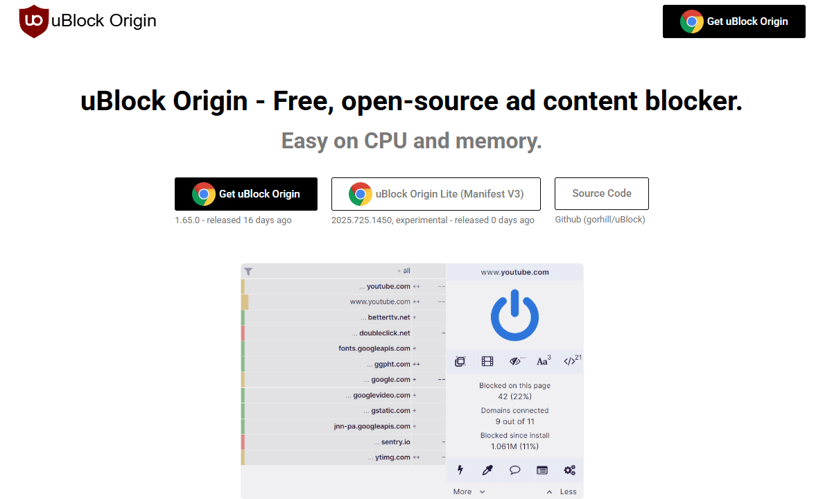 chrome privacy extension ublock origin lite