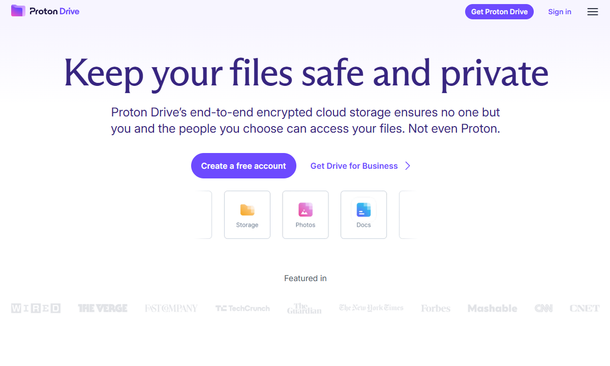private cloud storage proton drive
