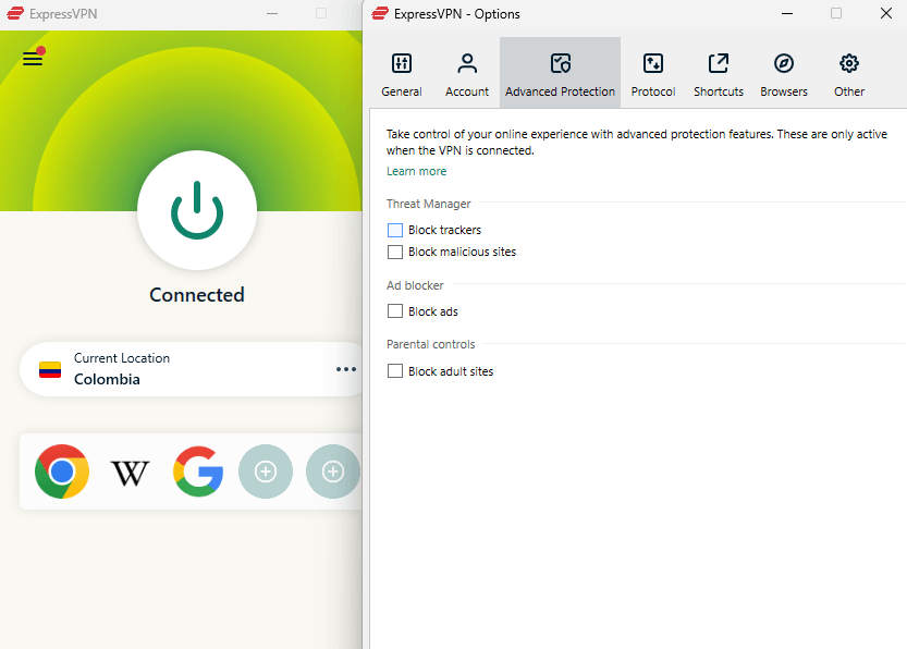 colombia vpn expressvpn settings