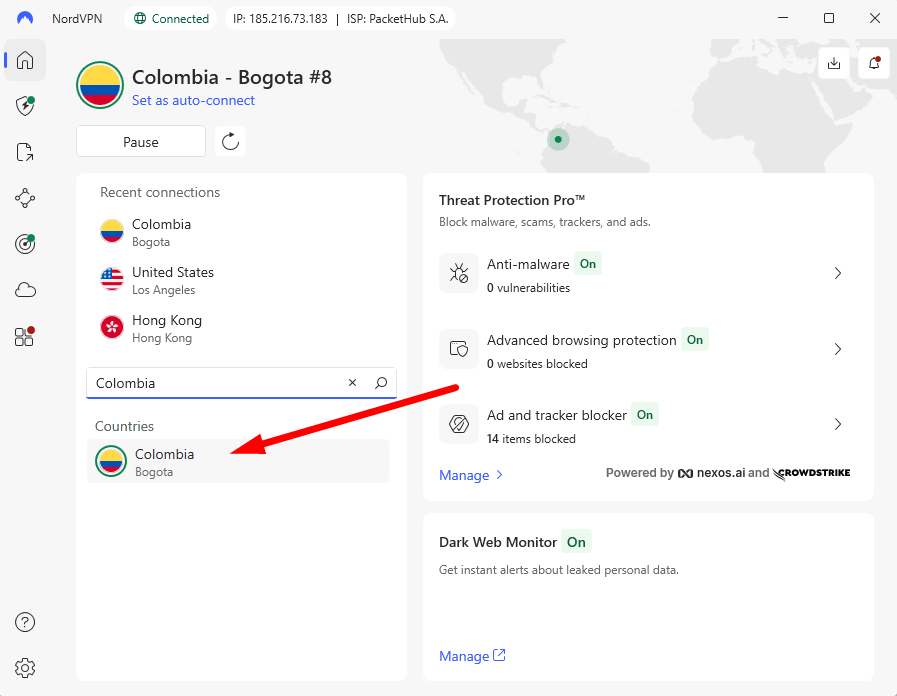 colombia vpn pick server
