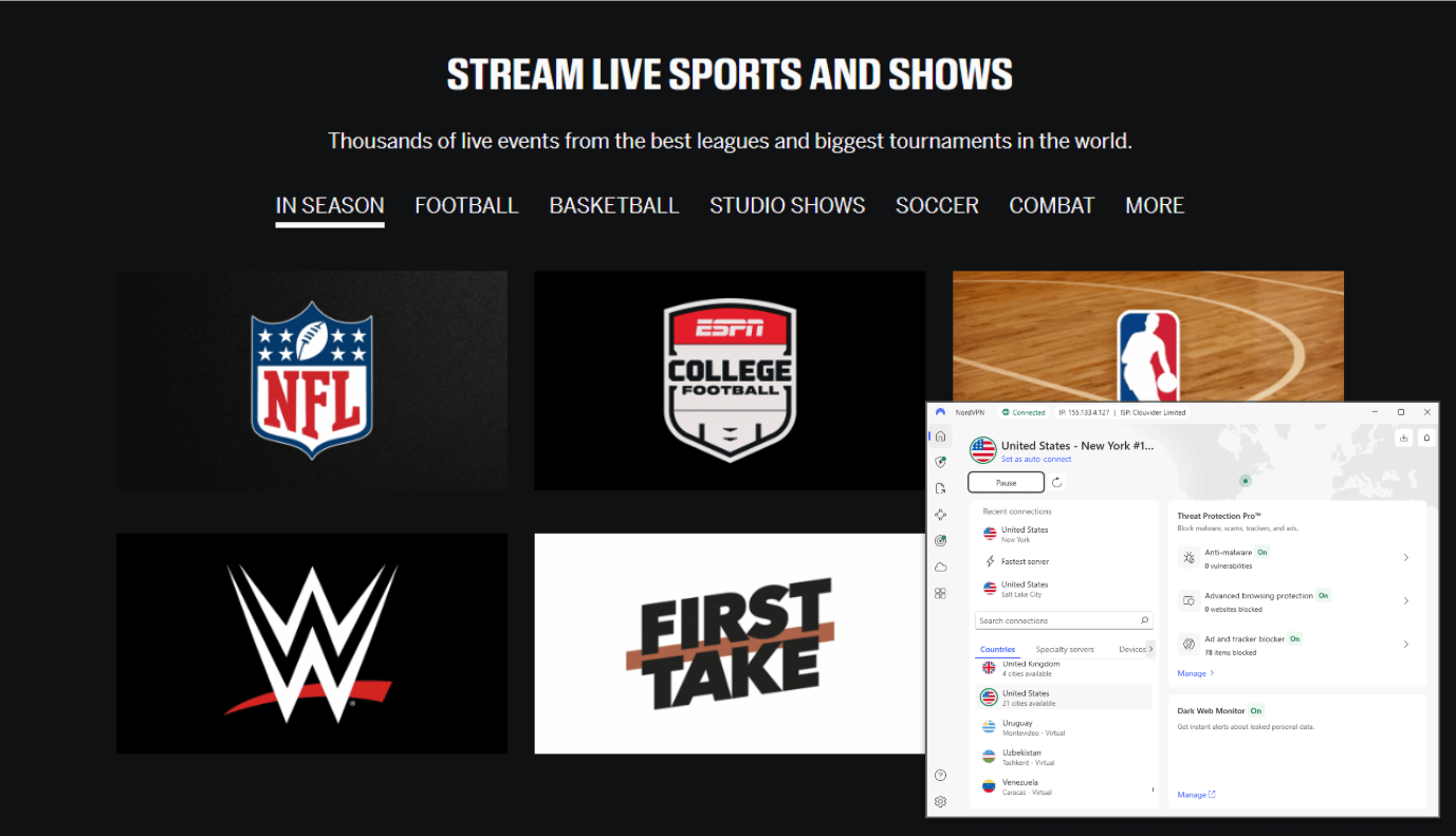 espn plus vpn start streaming