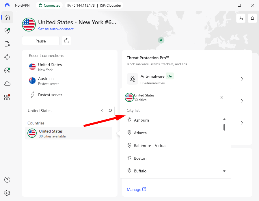 nordvpn pick server